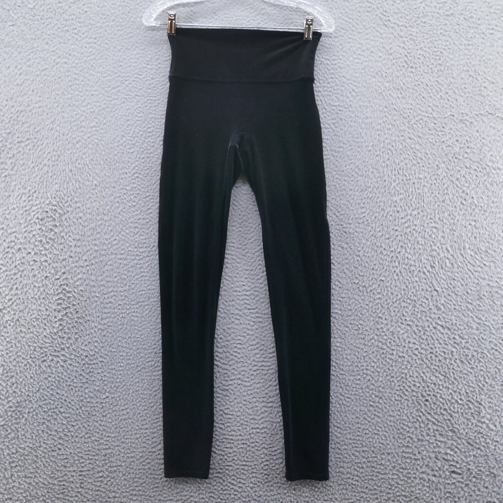 Spanx Womens Mid Rise Velvet Legging Medium Black Stretch Slimming Shaping